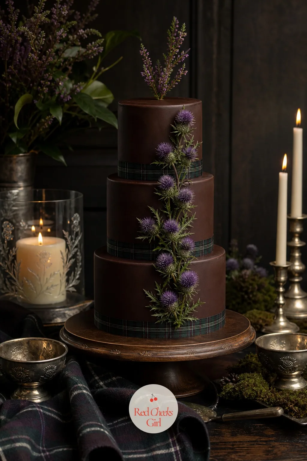 The Thistle-Piped Wedding Cake — Fondant roses are usually the first thing to drop from a cake order once the wedding goes Scottish, and they are not missed.