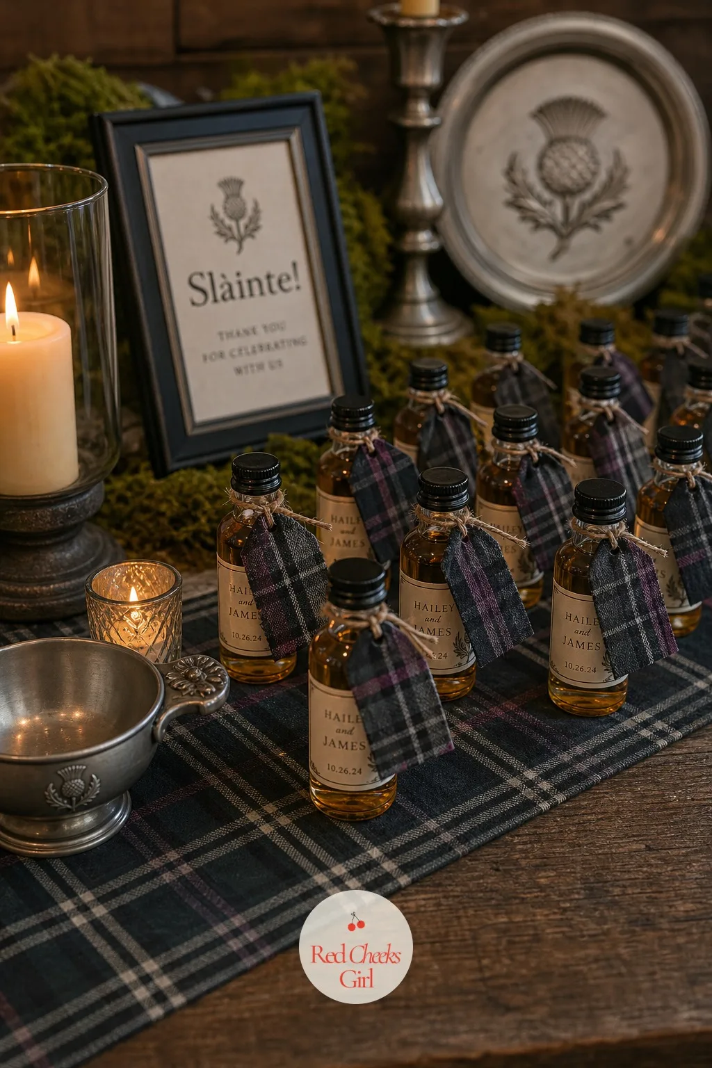 The Whisky Miniature Favor — A favor that sits unopened in a kitchen drawer for a year helps nobody. Scottish wedding ideas