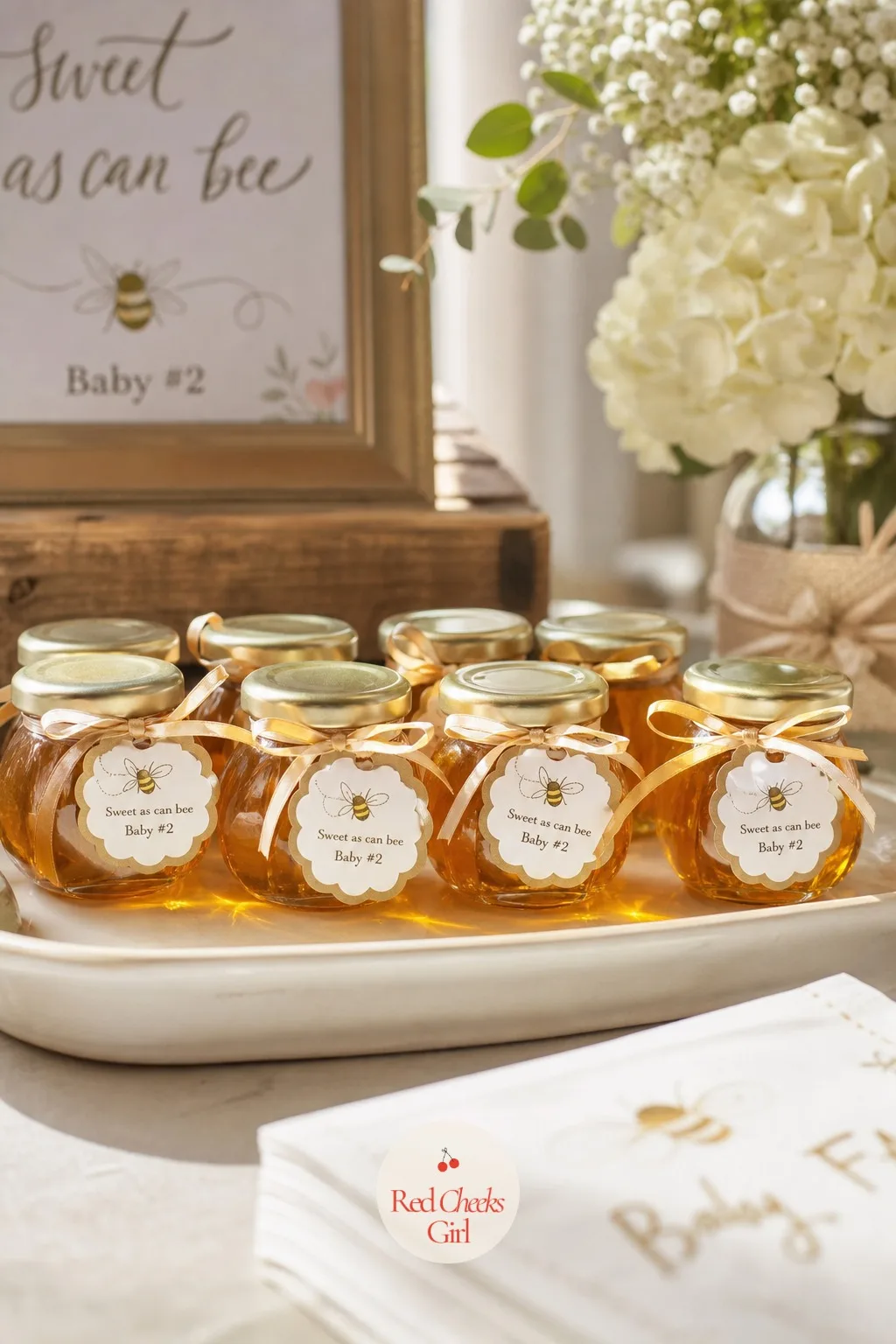 Honey Jar Favors — A party called a sprinkle deserves a favor that plays along with the name rather than a generic candy in a printed wrapper. Second baby