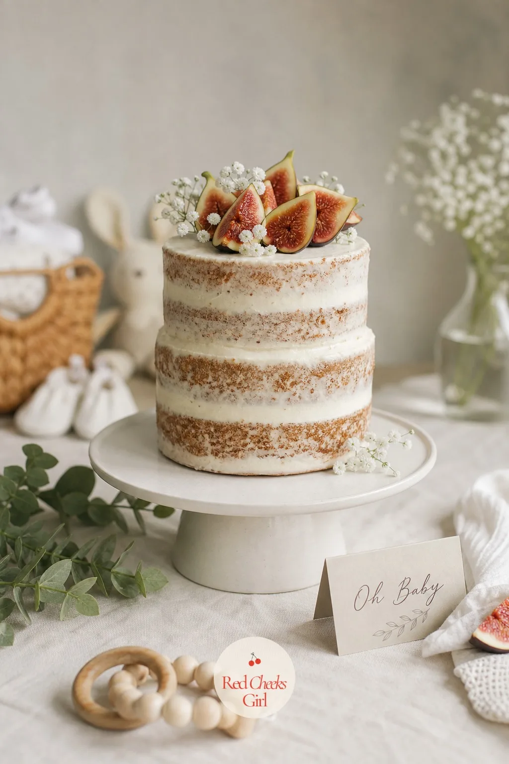 Mini Naked Cake With Fresh Figs — A full tiered cake for a party of ten looks like an apology for being too small. Second baby shower ideas