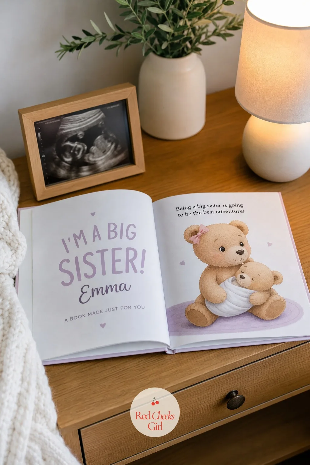 Personalized Big Sibling Storybook — The books on the shelf are all about the new baby. Second baby shower ideas