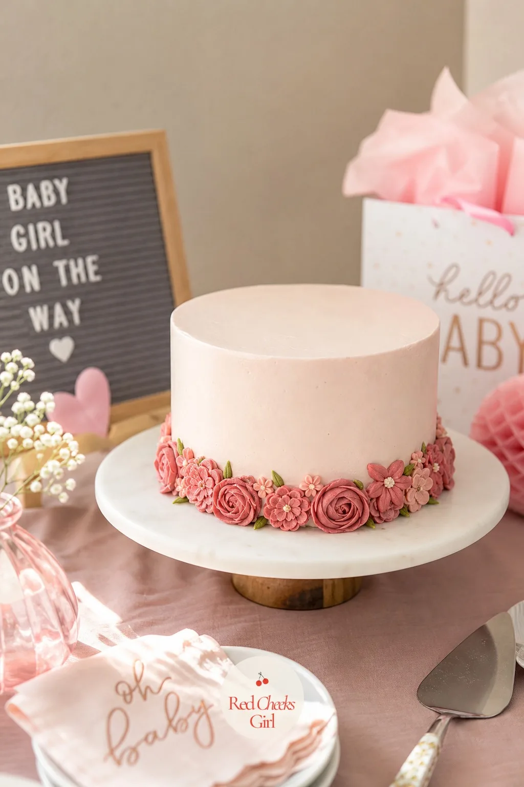 Single-Tier Buttercream Cake With Piped Flowers — For the sprinkle that still wants a proper centerpiece, one tier does the job if the piping does the talking.