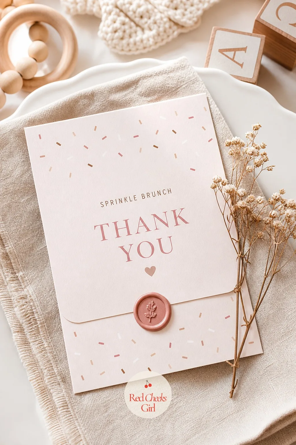 Sprinkle Brunch Thank You Card — The thank you note after a smaller, more casual party deserves its own tone, warmer and shorter than the formal version sent