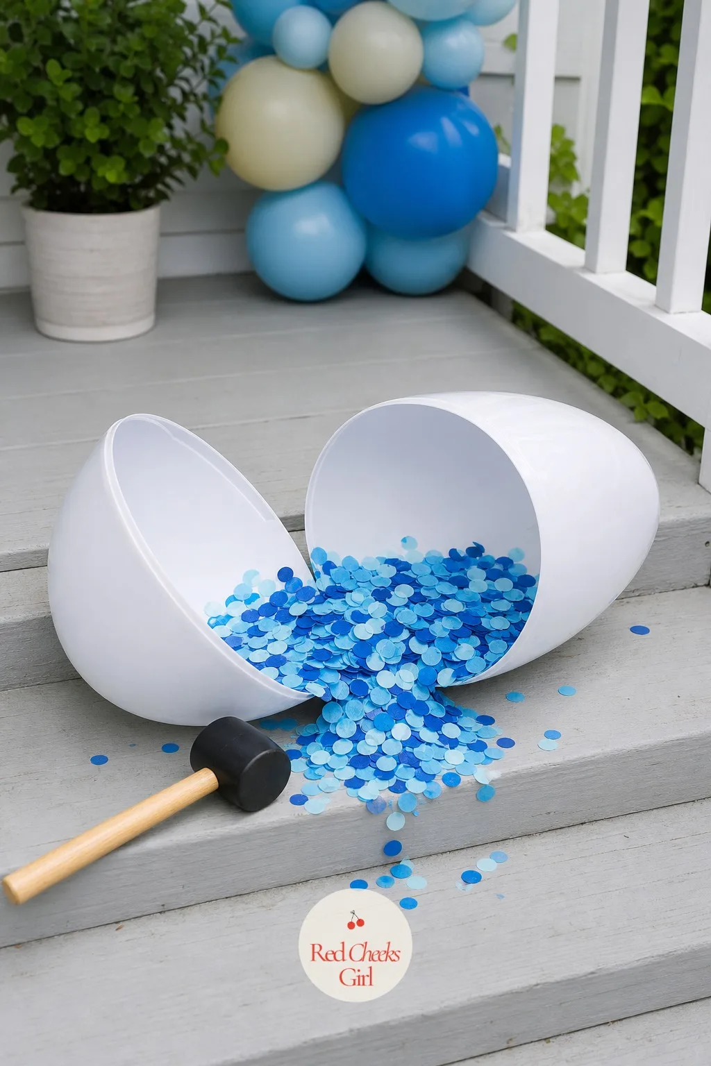 The Smash-Open Reveal Egg — A giant plastic egg sits waiting on a stand, far too big to have come from any bird, and she gets to be the one who breaks it open