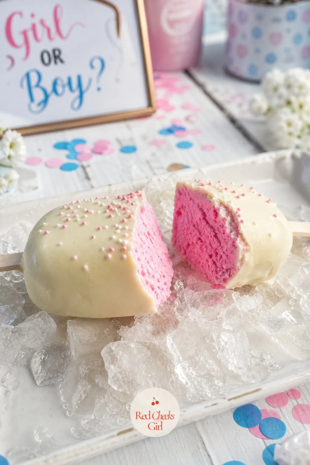 Dipped Popsicle With Pink Ice Cream Center — White on the outside, pink the second it's bitten or snapped: this one works because the shell gives nothing away