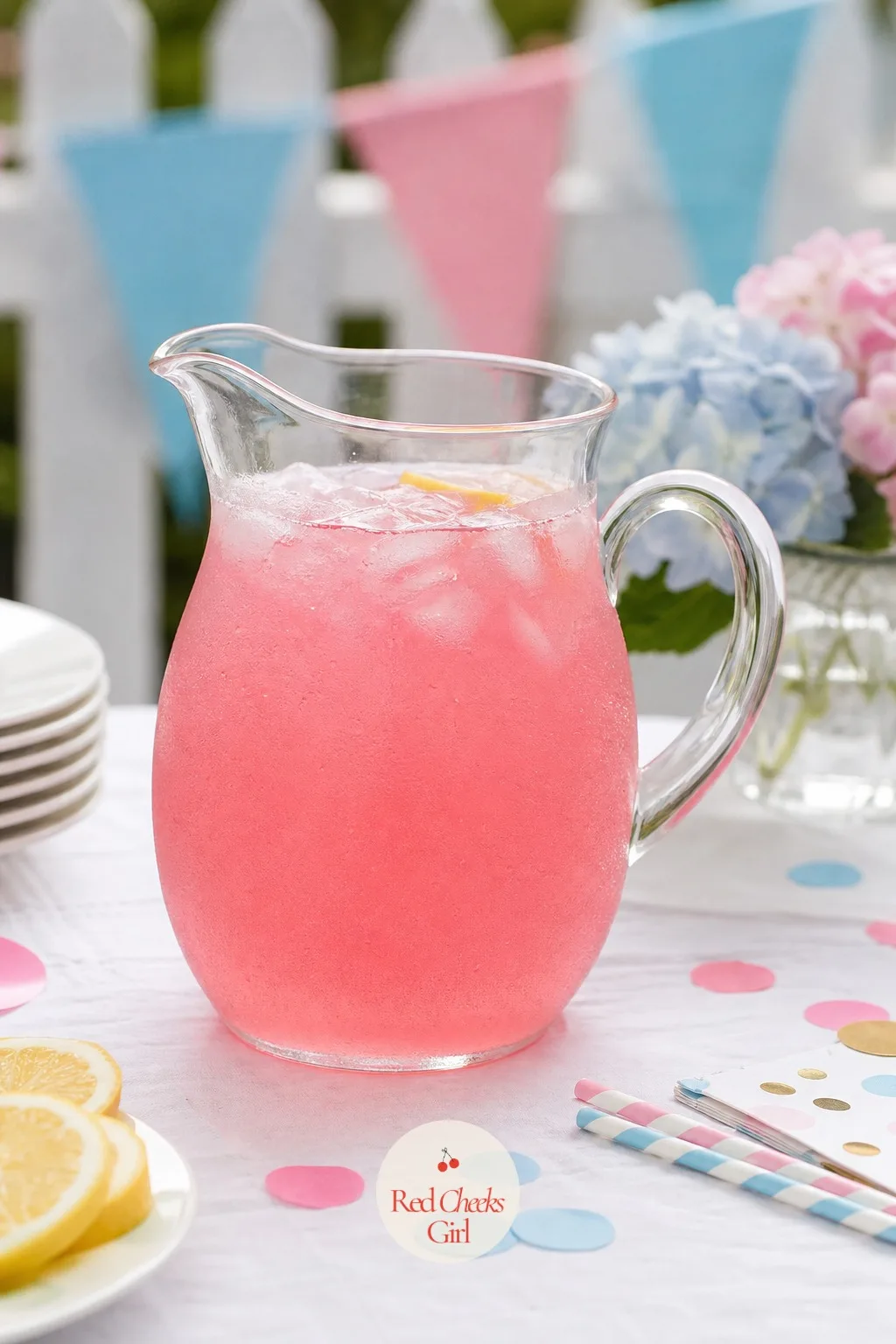 Pink Sparkling Lemonade Pitcher — A pitcher on the table does double duty as both drink and decoration, with the color visible the moment it's poured rather