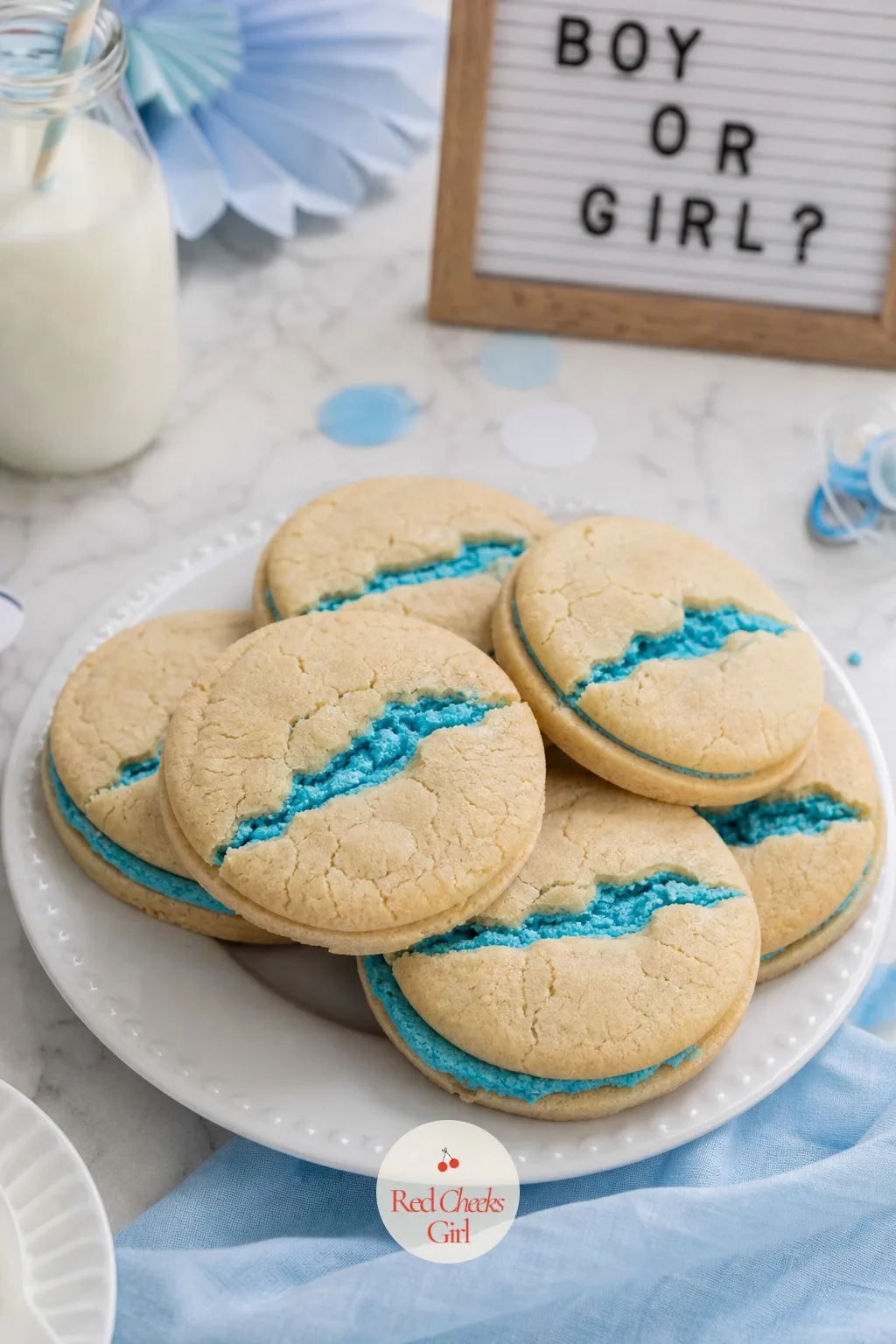Sugar Cookie Sandwiches With a Cracked Blue Filling — A flatter, quicker cousin of the pinata cookie: two thin sugar cookies sandwiched around blue filling