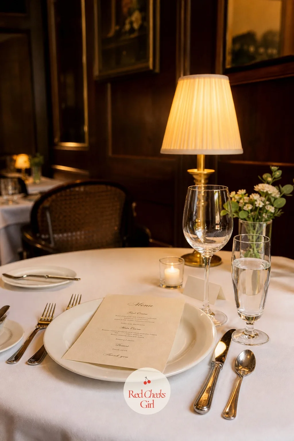 Menu Card on Each Plate — Guests waiting for the first course with nothing in front of them tend to reach for their phones. Simple wedding table decor