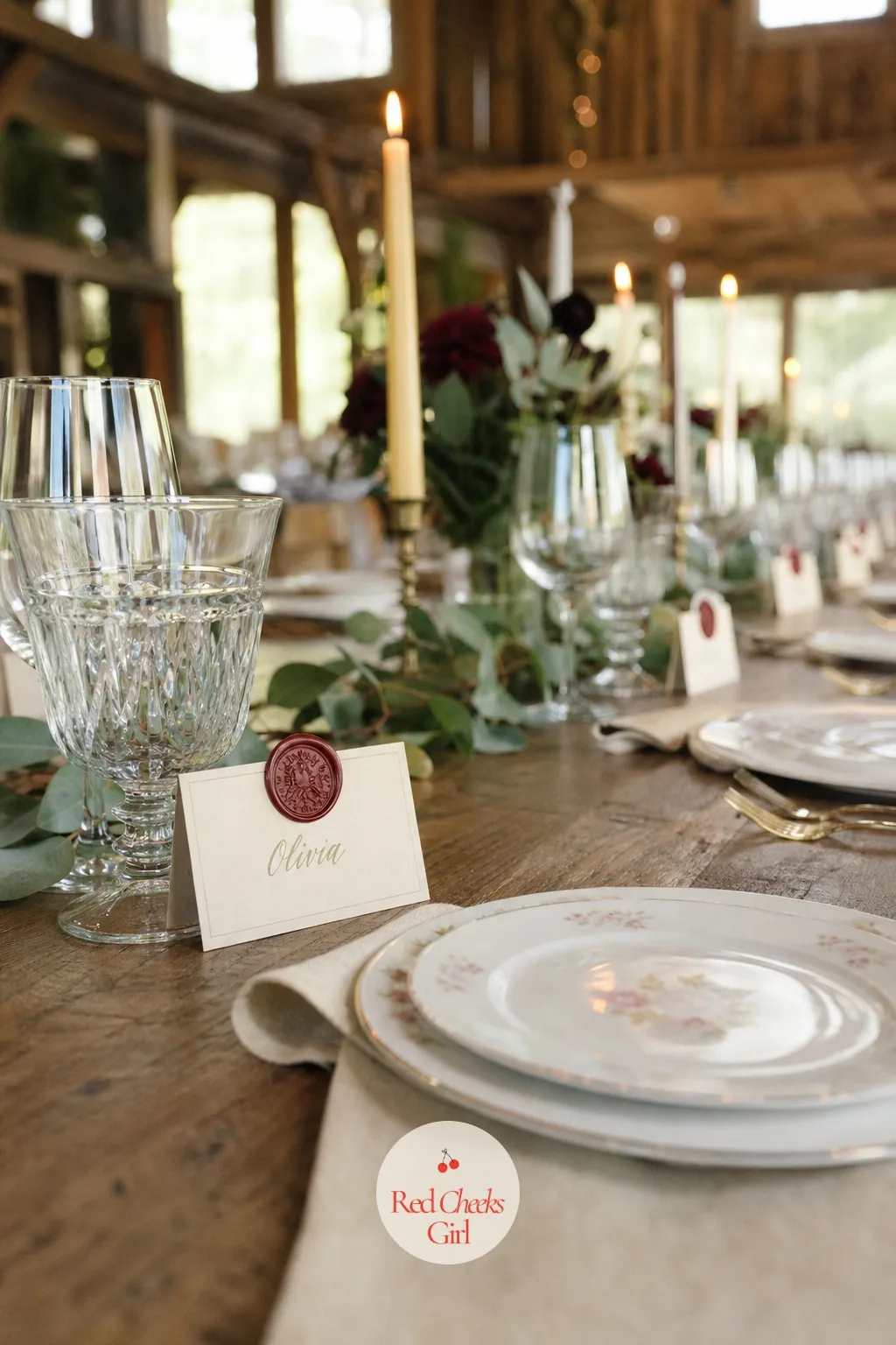 Wax Seal Place Cards — A plain printed name card can look slightly corporate on a table otherwise full of texture. Simple wedding table decor