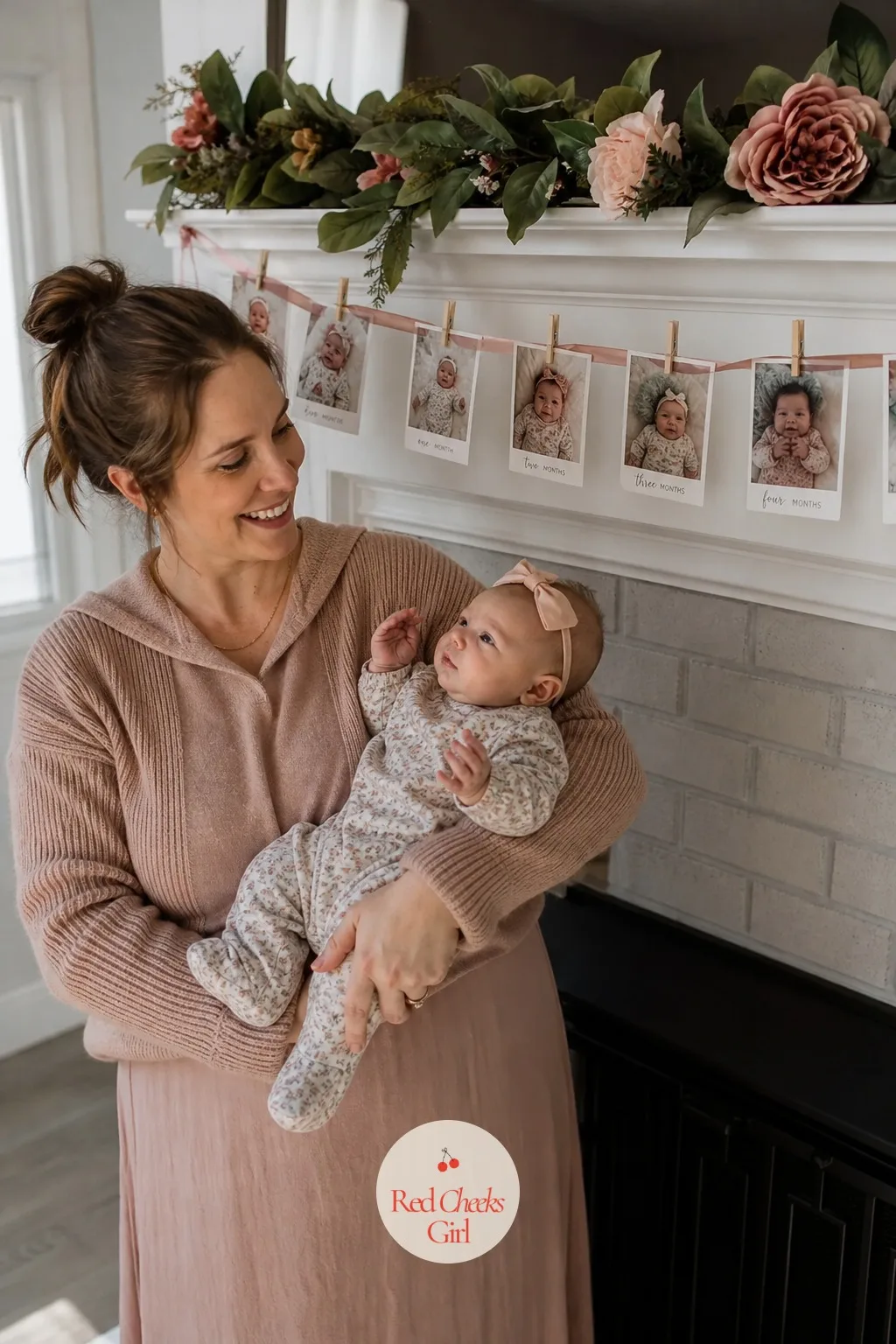 Baby Photo Timeline — Guests love tracing the bump-to-now story with their eyes before they even say hello, and a timeline gives them that walk without a