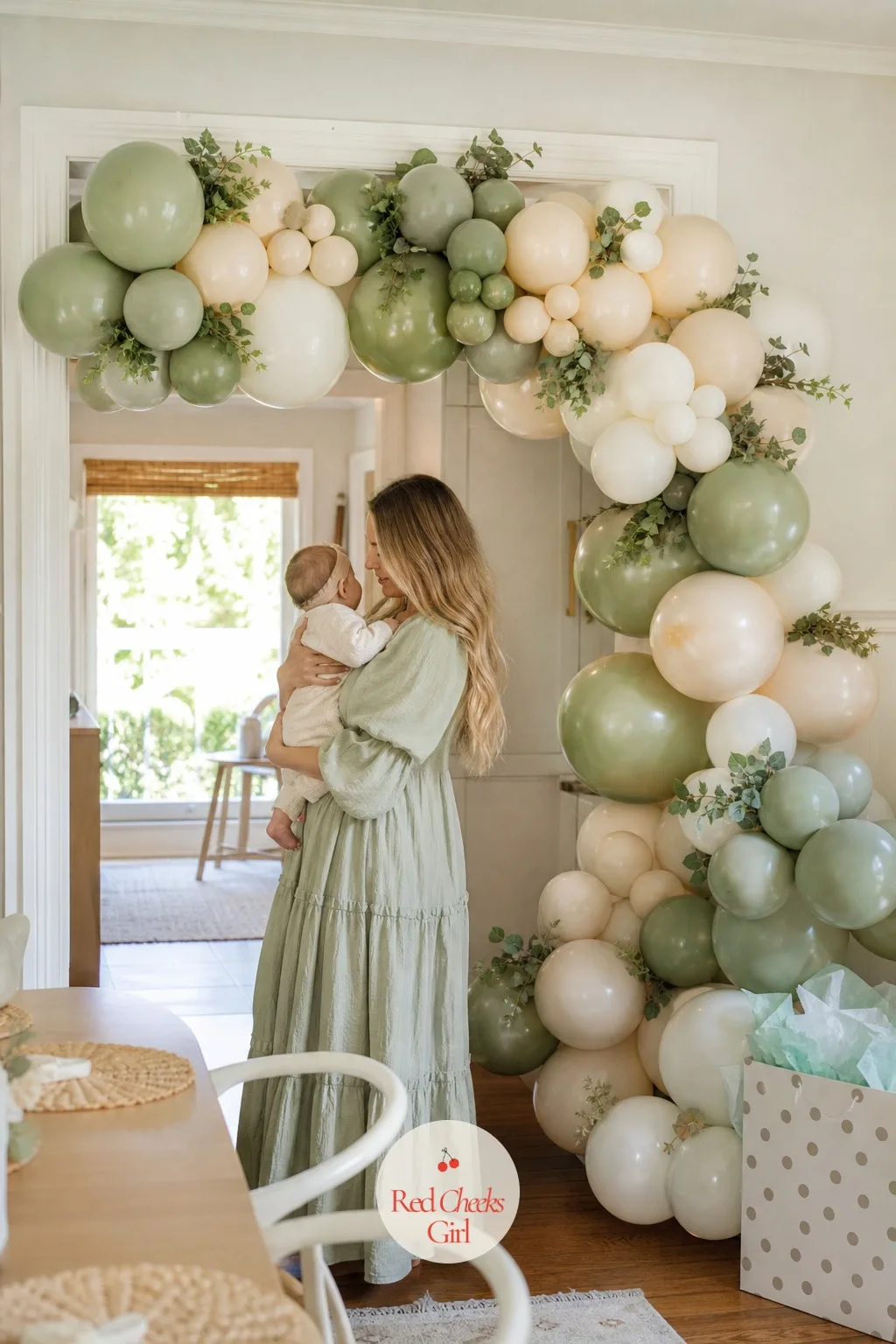 Balloon Garland in Nursery Colors — A bare doorway photographs like an afterthought, and this fixes it for less than a bouquet of flowers would cost. Sip and