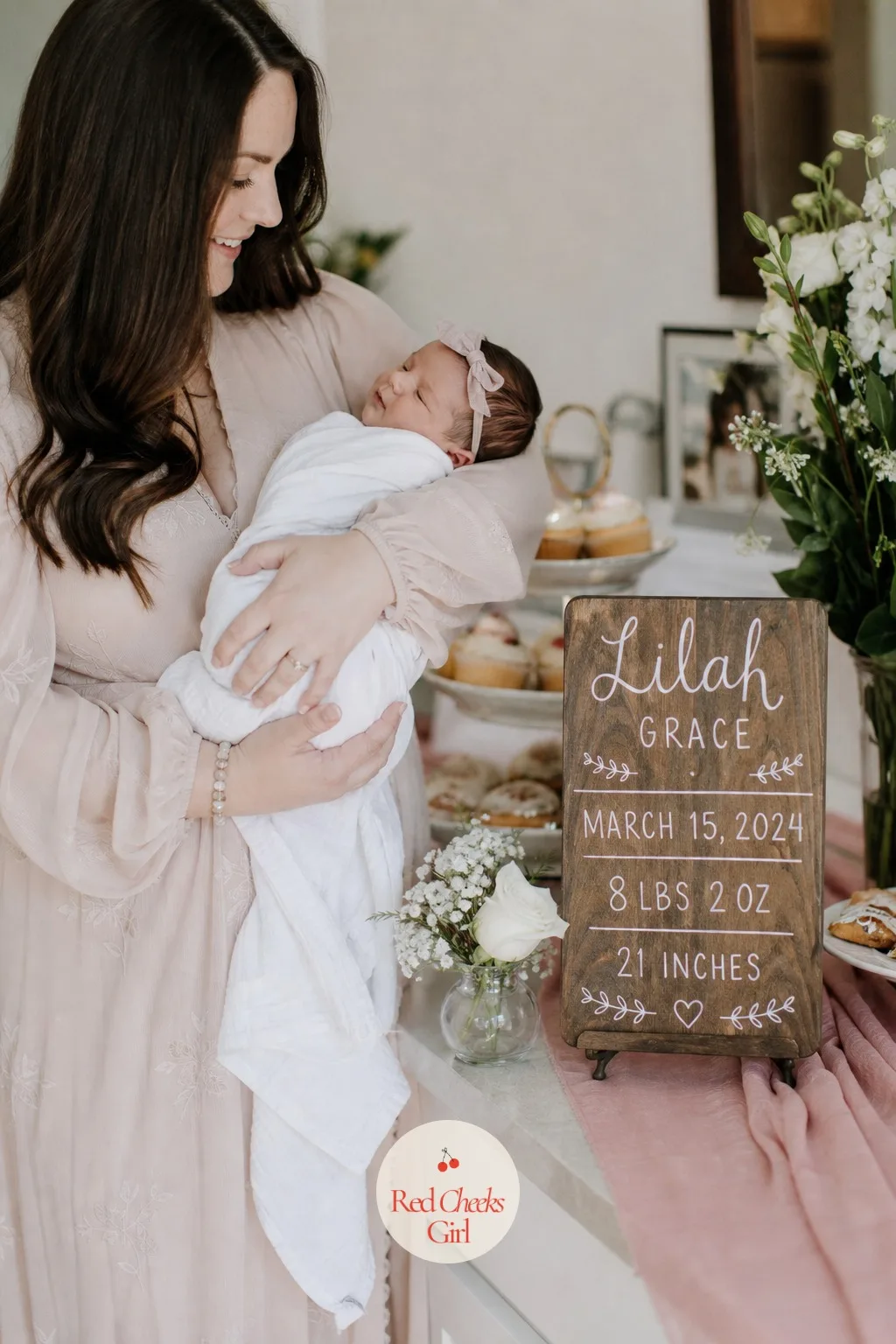 Birth Stats Sign — Half the guests will ask the weight and length within the first five minutes, so put the answer where they can see it and save your voice