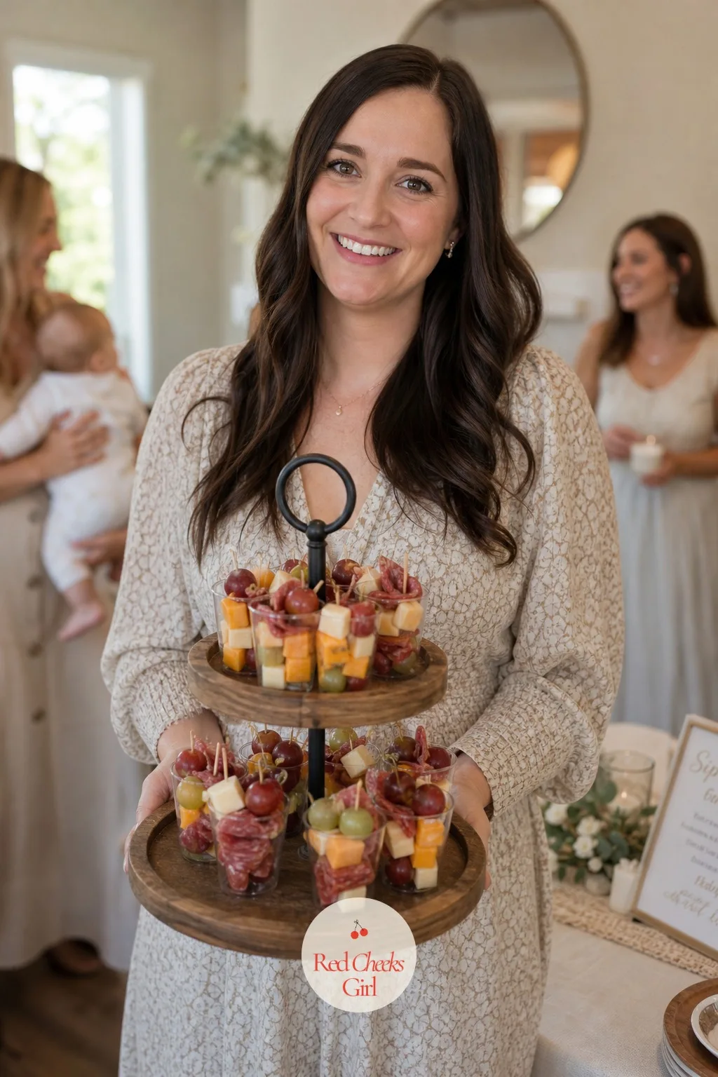 Charcuterie Cups — A shared board sounds lovely until someone's holding the baby and can't reach the knife, and then it just sits there half eaten. Sip and see