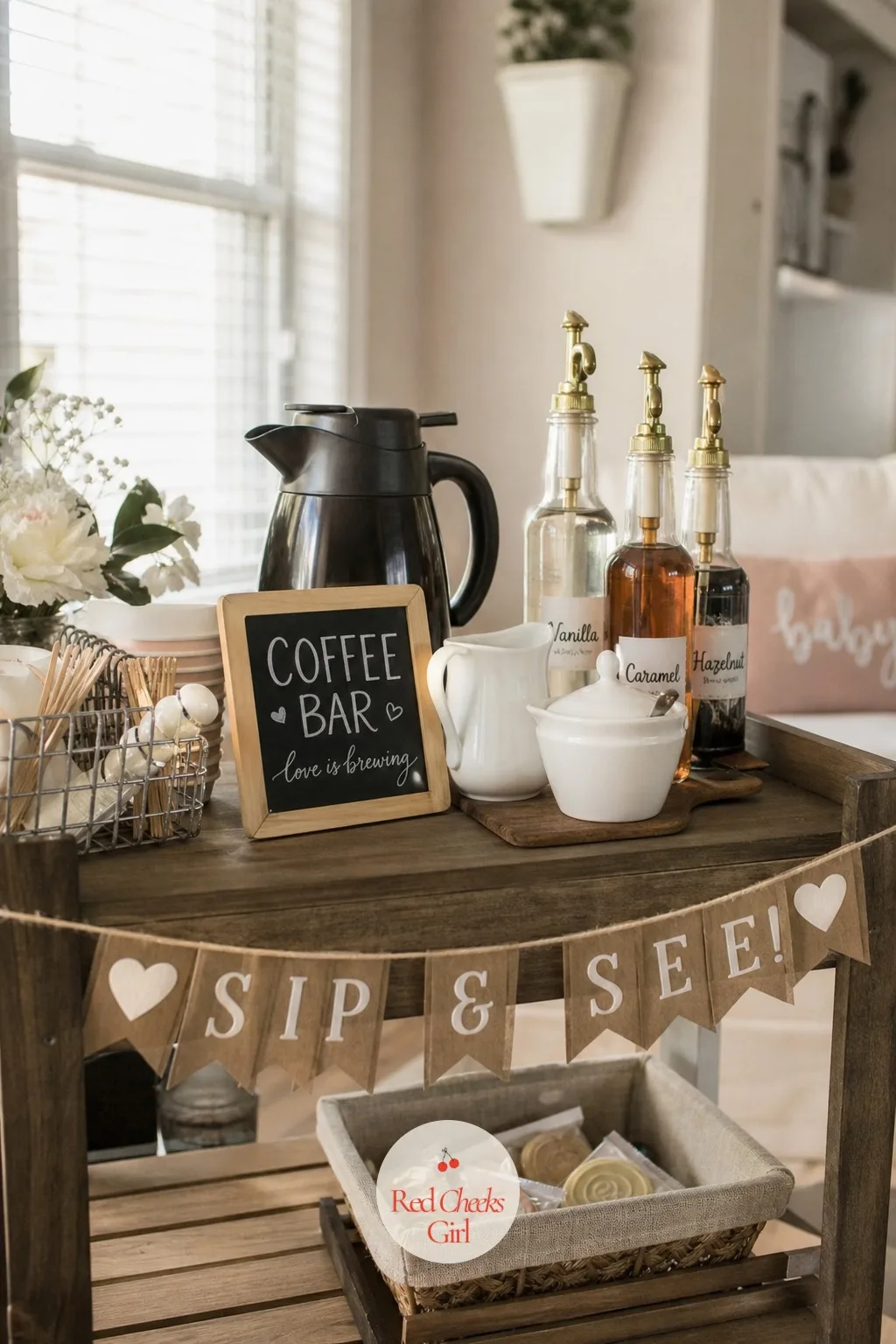 Coffee Bar — For a morning or porch slot especially, a carafe alone won't cut it once the crowd thickens past ten people. Sip and see party ideas