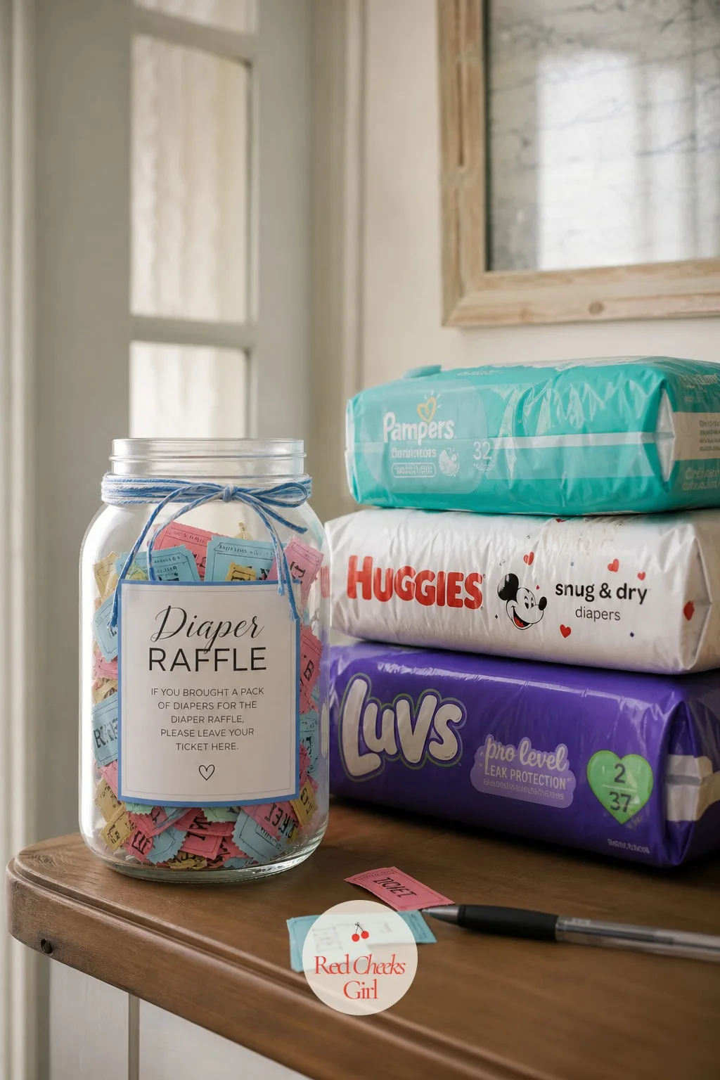 Diaper Raffle — Nobody wants to ask guests to bring more gifts after a shower already happened, but a diaper raffle sidesteps that entirely by framing it as a