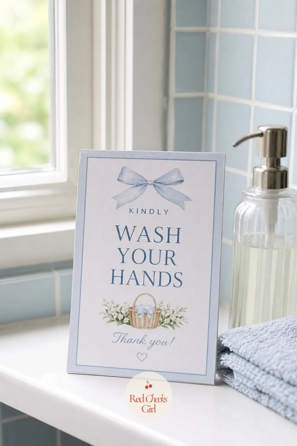 Handwashing Station Sign — Everyone wants to hold the baby, and almost nobody thinks about their hands first, which is exactly the gap this little sign closes