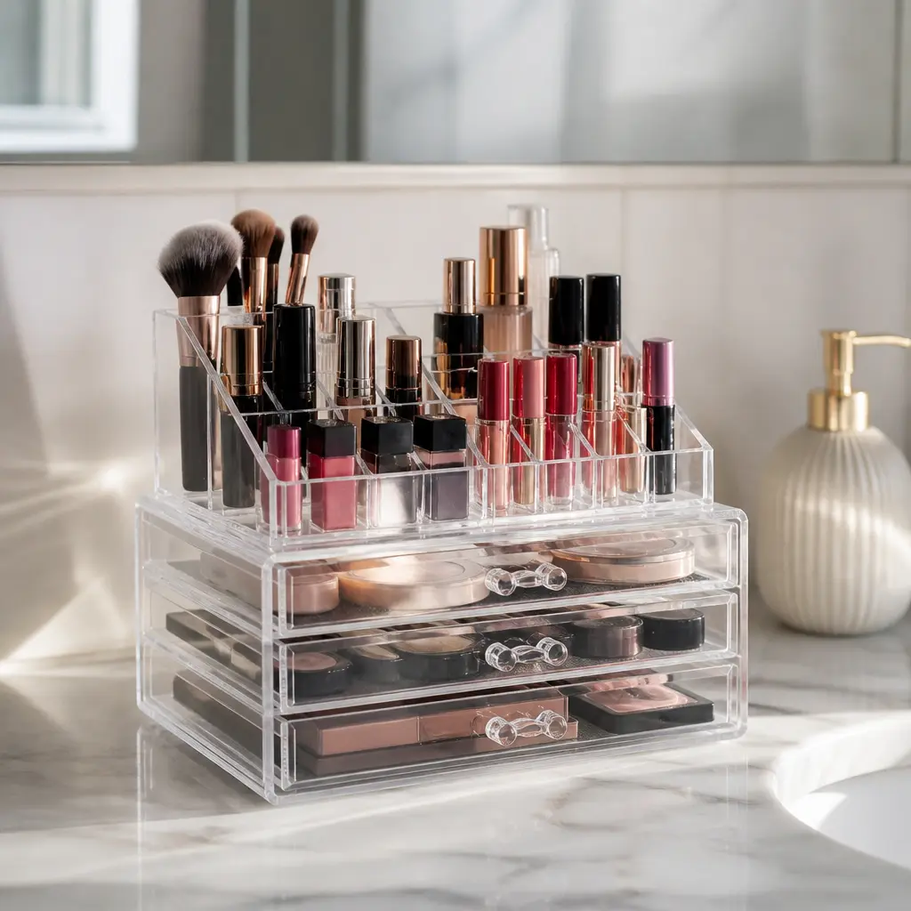 Makeup Organizer — Her makeup drawer is a situation, and she knows it, she just has not fixed it. Sister christmas gift ideas