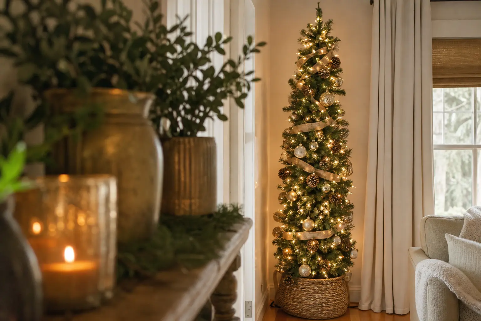 20 Slim Christmas Tree Decorating Ideas for Narrow Corners That Still Feel Lush