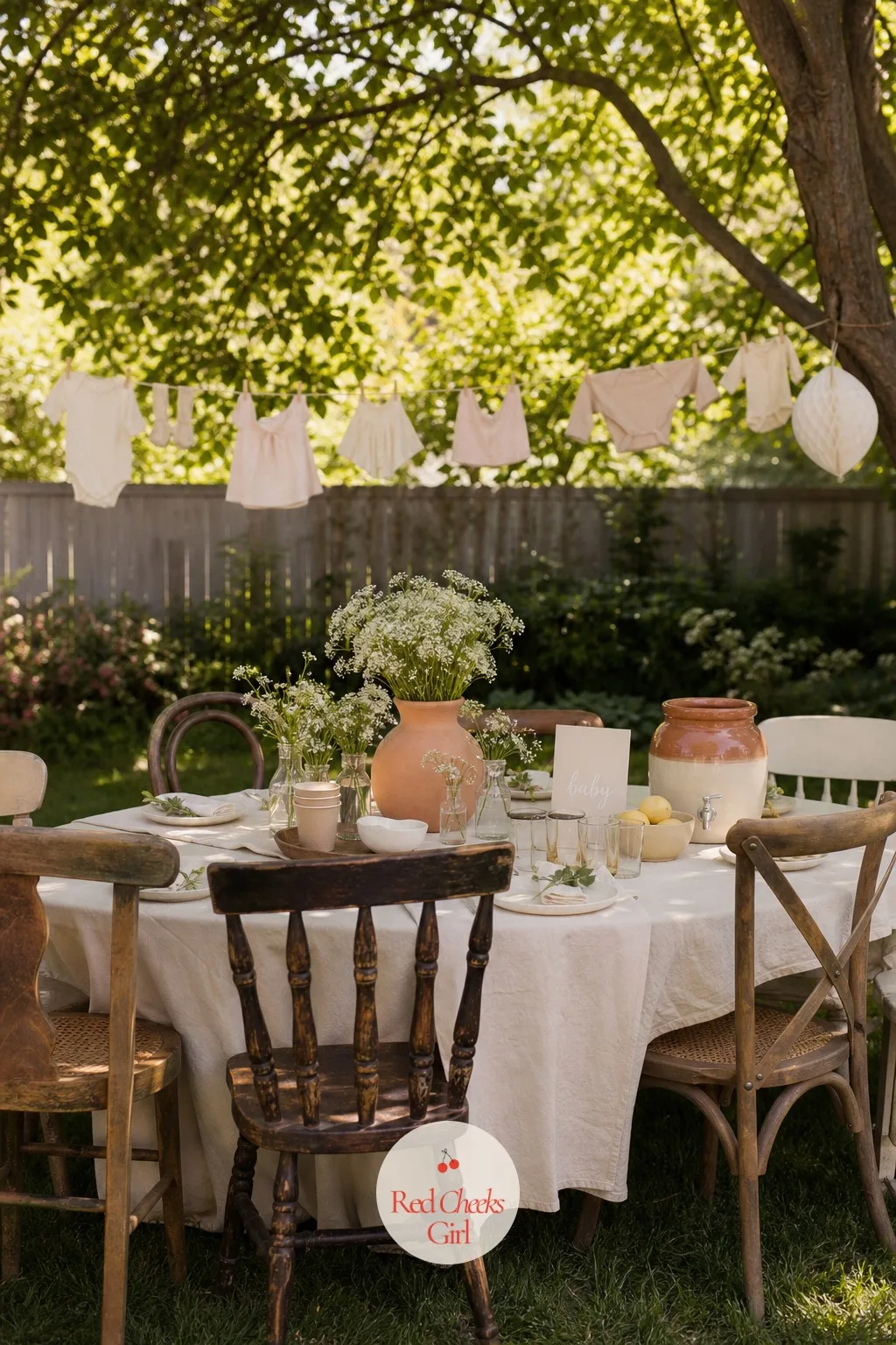 Backyard Afternoon — Her own garden and a handful of borrowed chairs make a venue nobody has to pay for. Small baby shower ideas
