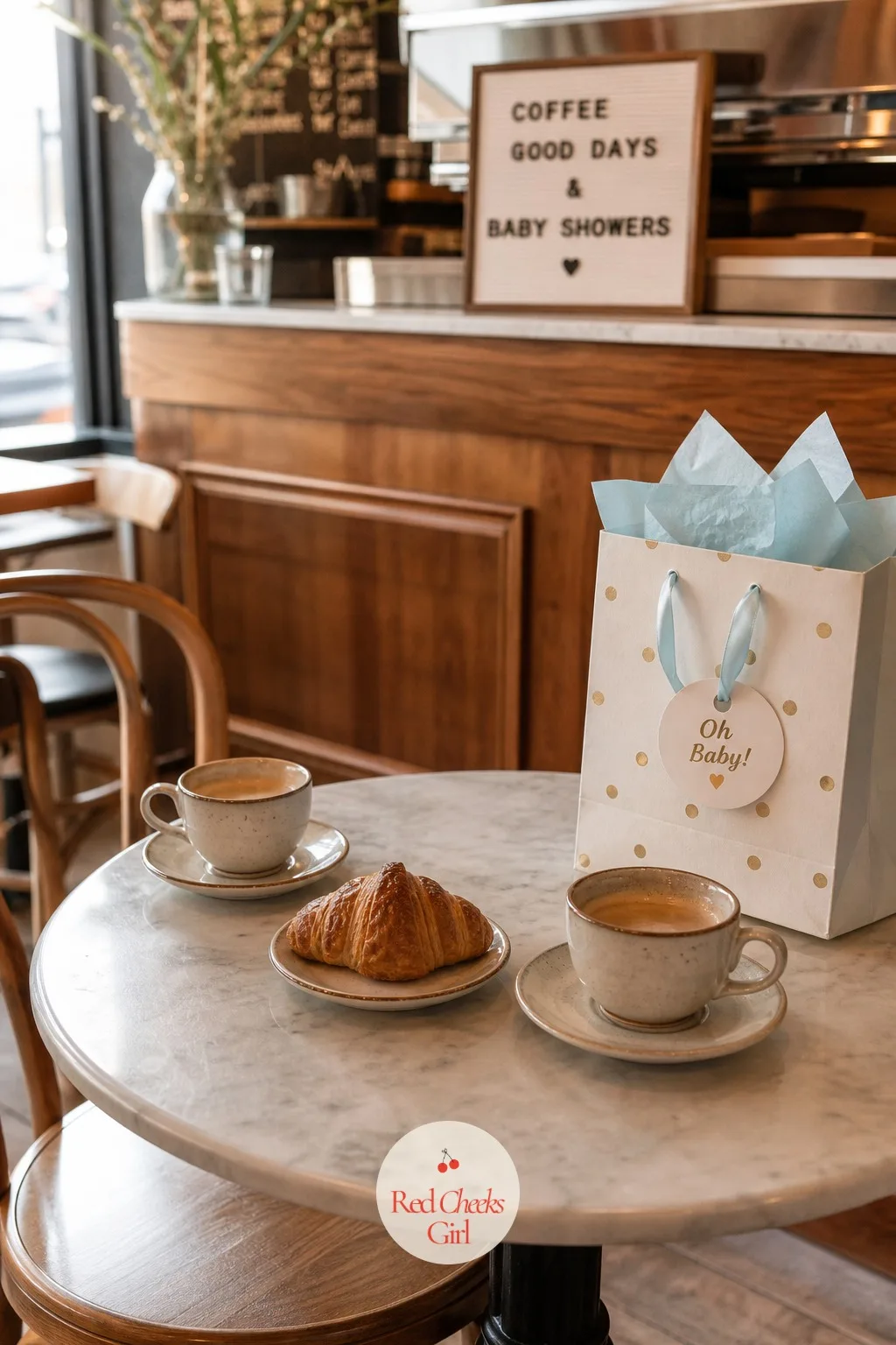 Coffee Shop Morning — Zero setup, zero cleanup: reserve the corner table at a local cafe and let someone else run the kitchen for once. Small baby shower ideas