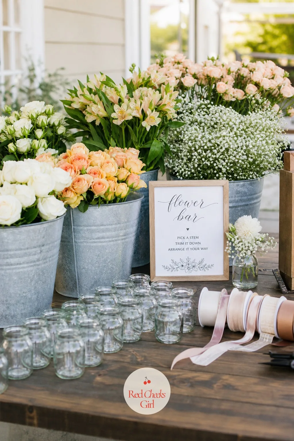 Flower Bar — A craft that decorates the table as it goes is worth more than one that only sits in a corner afterward. Small baby shower ideas