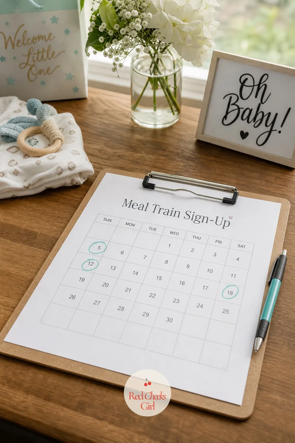 Meal Train Sign-Up — A gift that lands weeks after the party ends, when the cake is long gone and dinner is the real problem. Small baby shower ideas