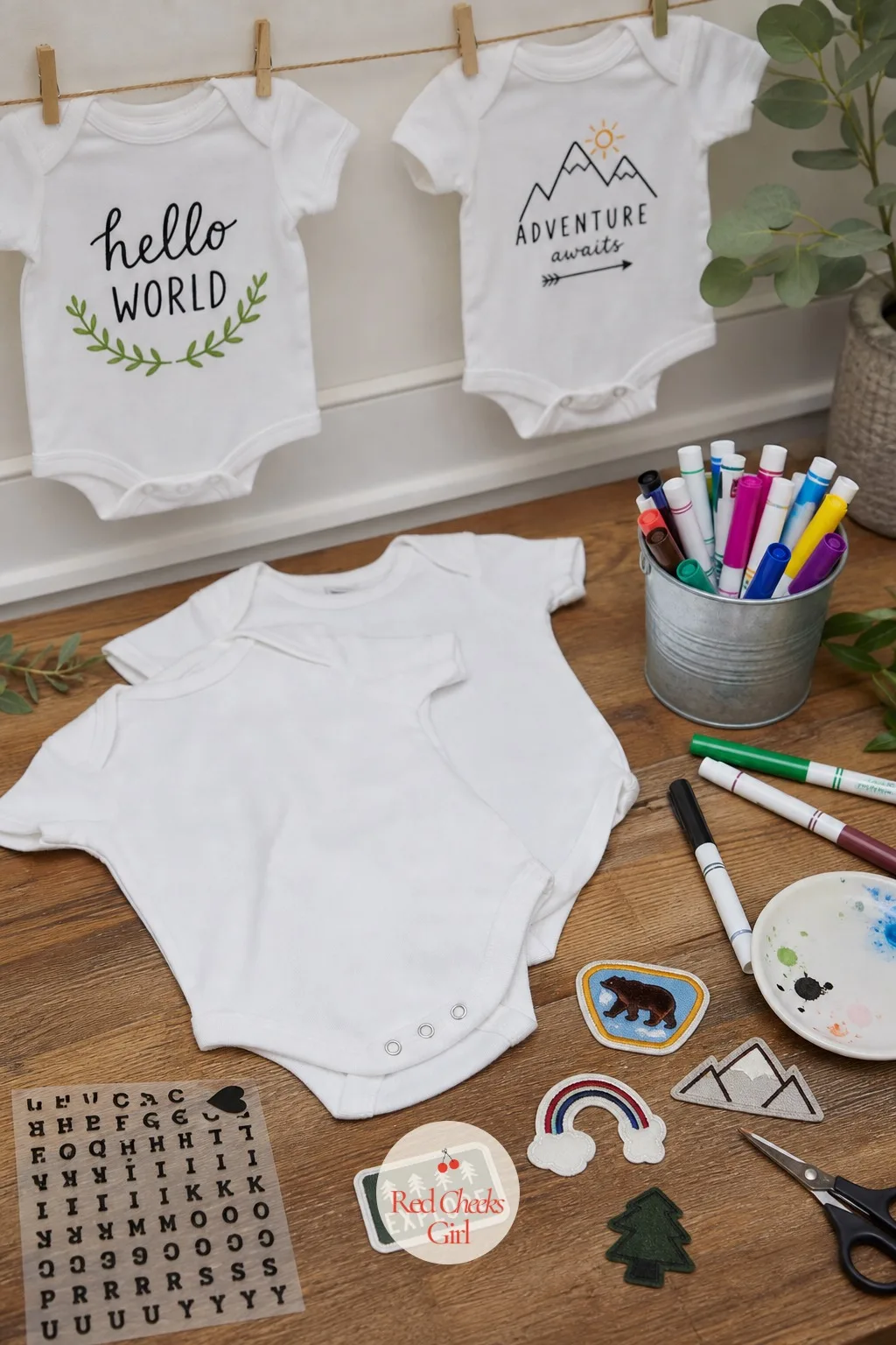 Onesie Decorating — A craft that leaves the room as a gift: every finished piece goes straight into the baby's drawer. Small baby shower ideas