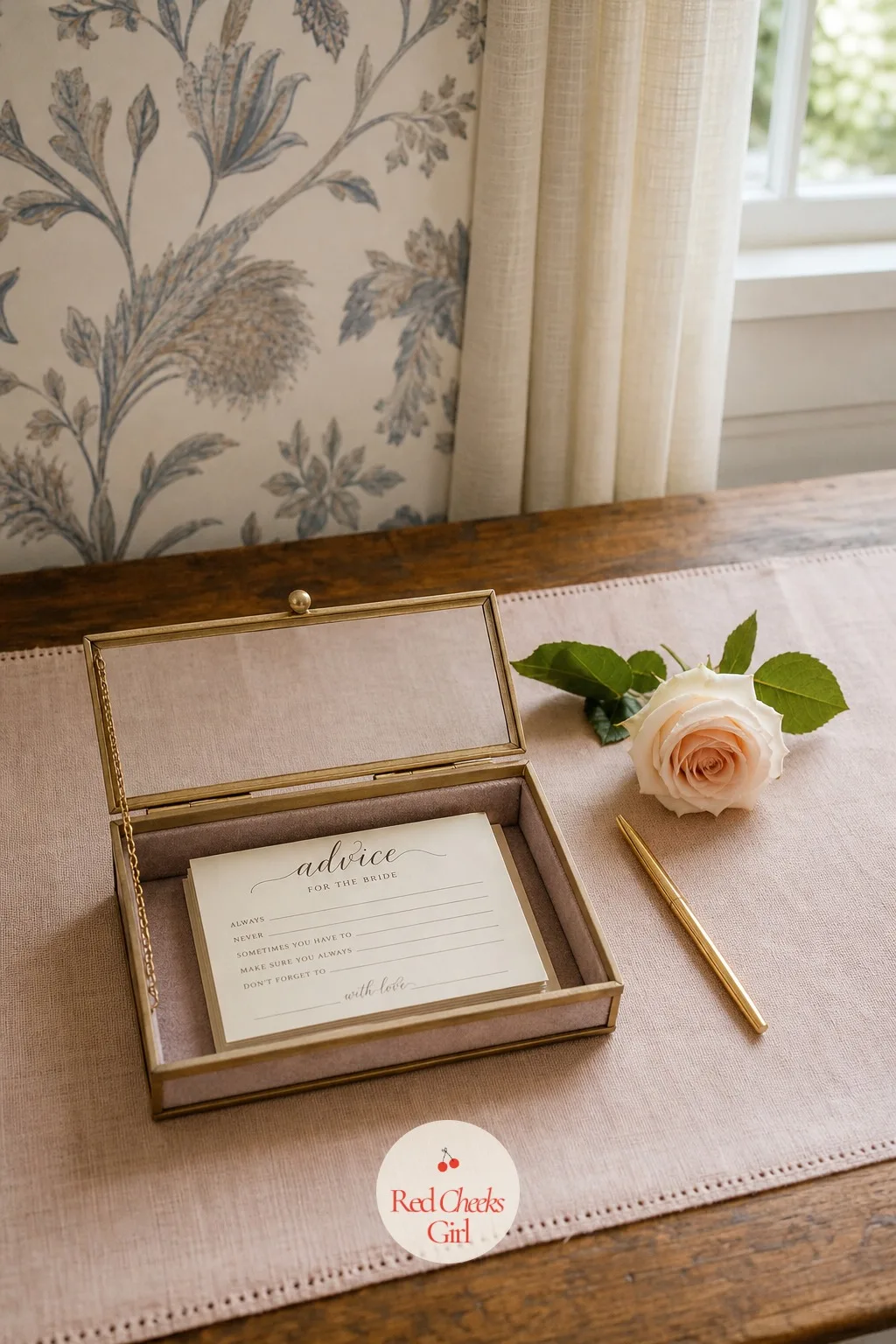 Handwritten Advice Cards — A card signed by twelve people in a hurry near the door says less than you think; a small stack of advice cards filled out slowly