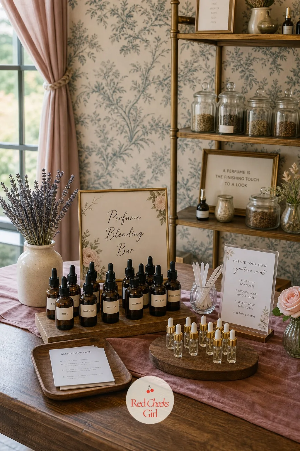 Perfume Blending Bar — A scent bar sounds fancier than it is, and it fills a table corner beautifully without taking over the whole party. Small bridal shower