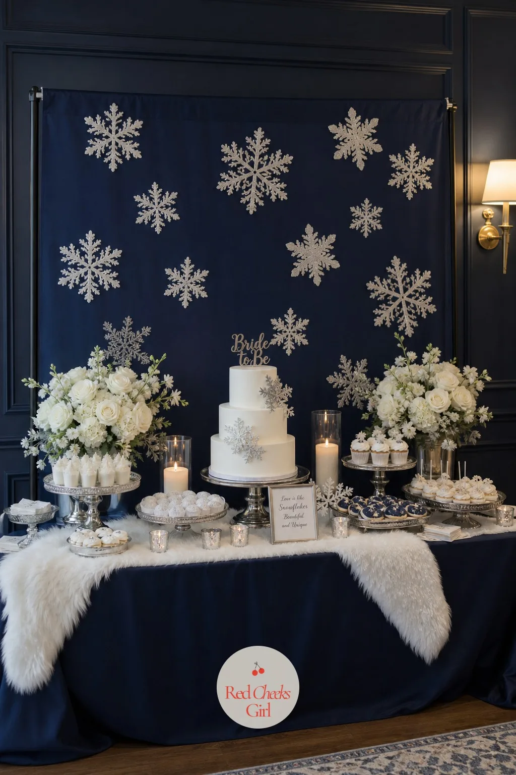 Snowflake Backdrop — Walk in and the first thing she should see is a wall that already looks like a wedding, not a corner someone apologised for. Snow in love