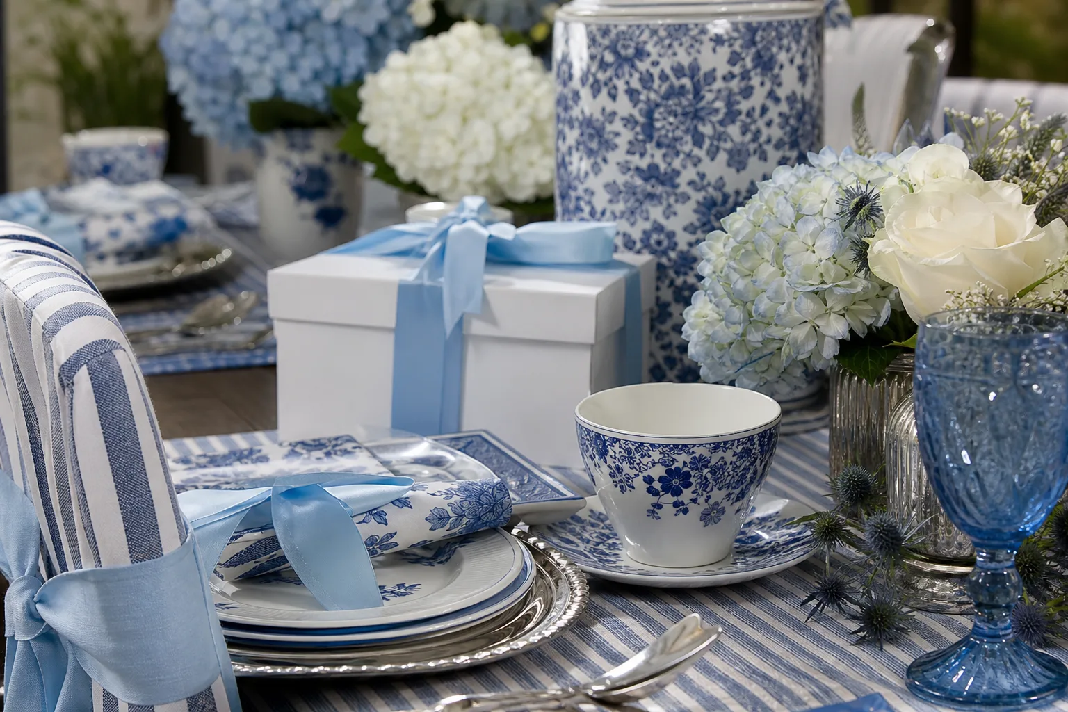 24 Something Blue Bridal Shower Ideas With Blue and White Porcelain