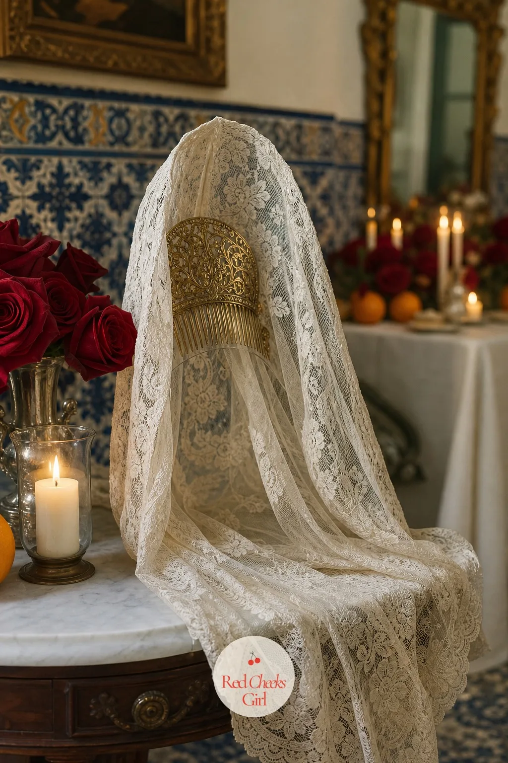Mantilla Veil and Peineta Comb — A standard veil would be lovely and say nothing in particular. Spanish wedding