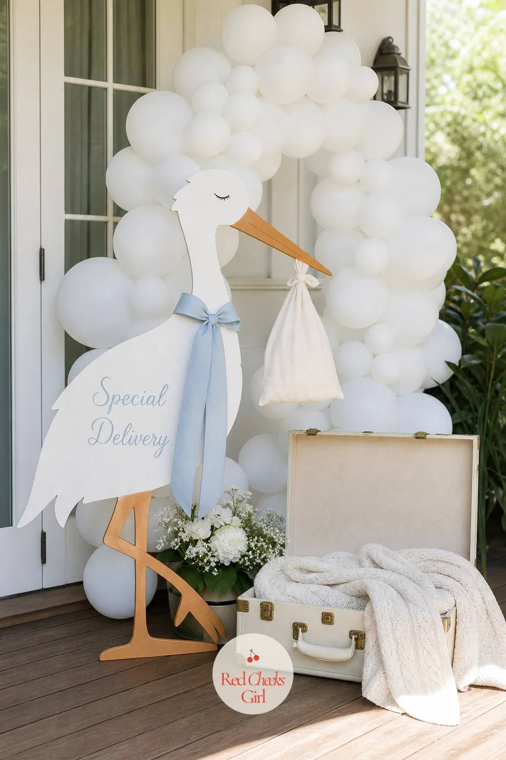 "Special Delivery" Stork Backdrop — For the shower that would rather not touch a pizza box, the classic stork still has plenty of room to look current. Special