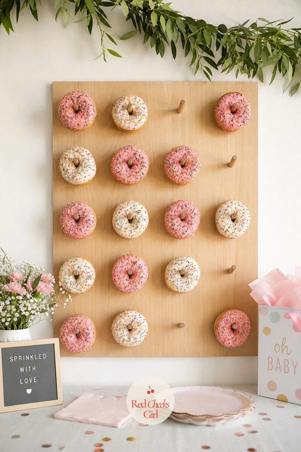 Donut Wall with Sprinkle Donuts — A donut wall reads as effortless even though it takes about four minutes to build, which is exactly the trade you want for a