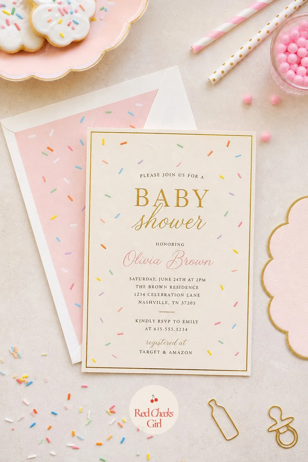 The Invitation — The invitation sets the tone before a single balloon goes up, and for a sprinkle it can say so plainly: this is smaller, this is lighter