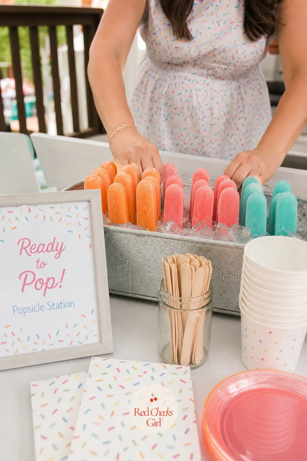 Ready to Pop Popsicle Station — Pair the popcorn with its other half: a small cooler of popsicles, which keeps kids out from underfoot and gives the adults