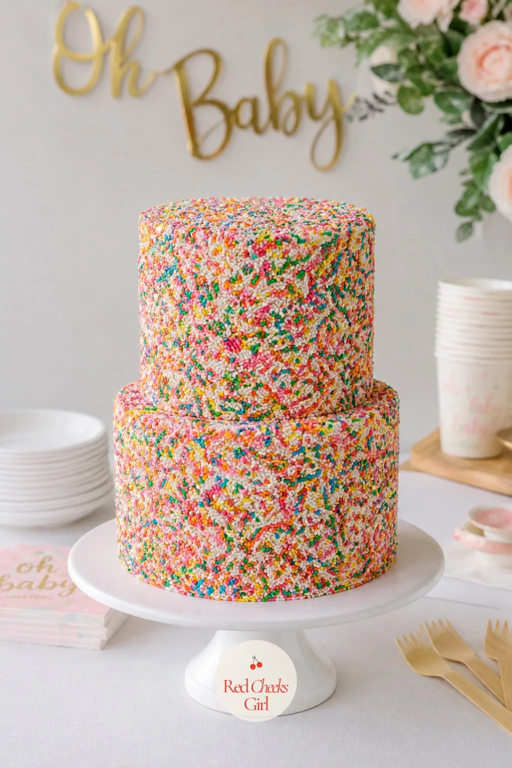 Sprinkle Cake — Every sprinkle needs one cake that earns the name outright, covered edge to edge so there is no question what kind of party this is. Sprinkle