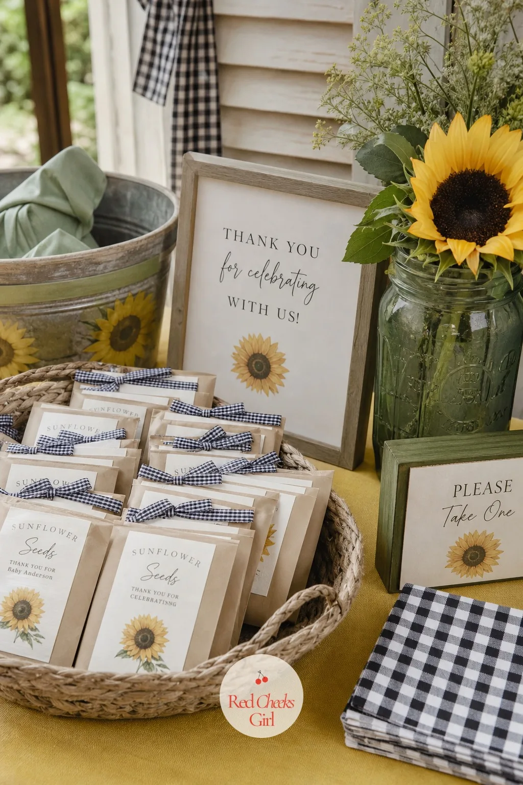 Sunflower Seed Packet Favors — Some guests would rather not carry home a plant to remember to water. Sunflower theme baby shower ideas