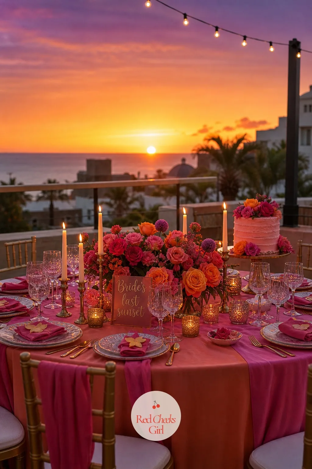 A Golden Hour Toast Led by the Maid of Honor — A toast that happens whenever someone remembers to do it gets lost in the noise. Sunset bachelorette theme