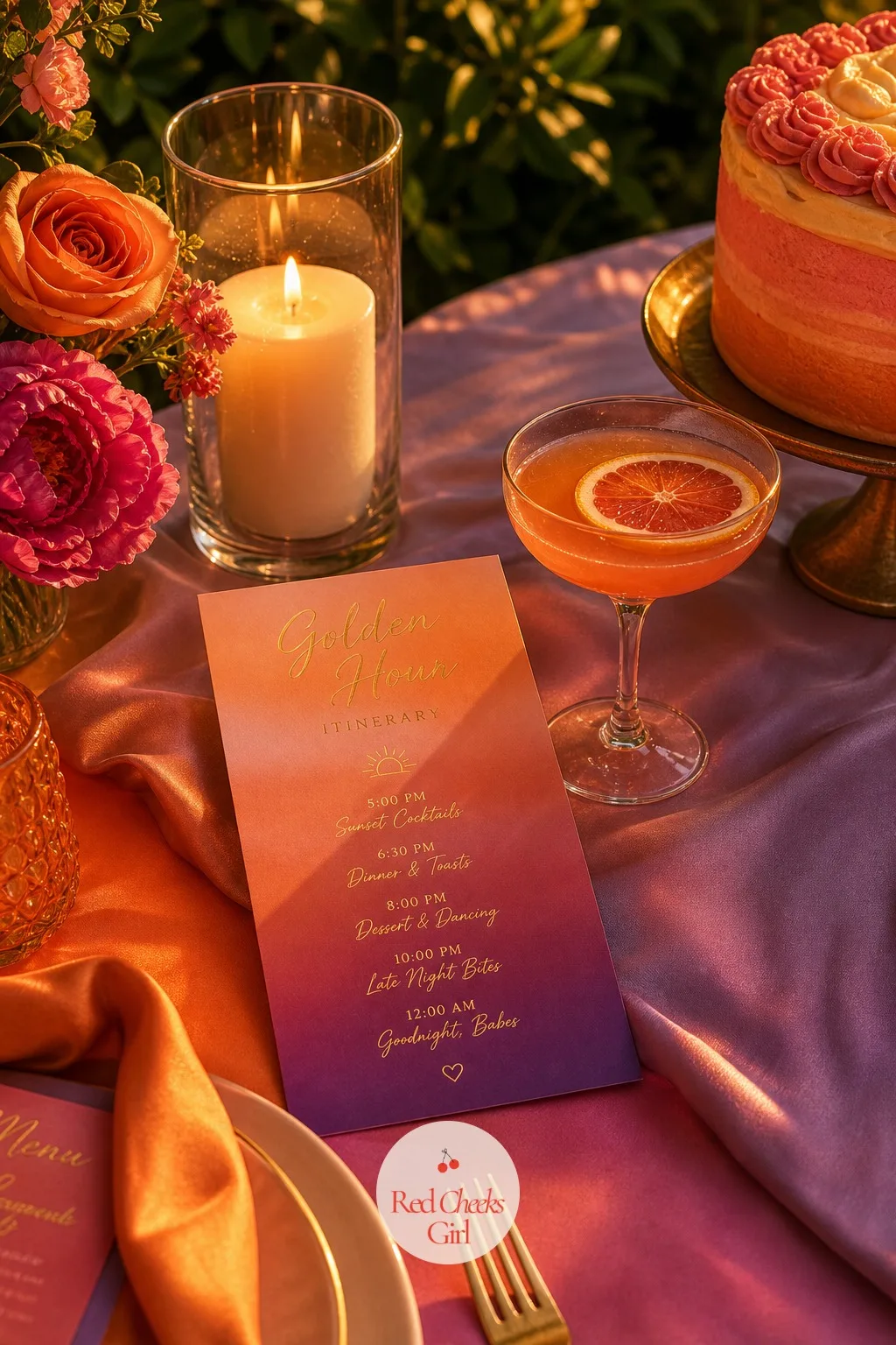 A Printed Golden Hour Itinerary — Nobody wants to be the friend asking 'what time is the boat again' for the third time. Sunset bachelorette theme