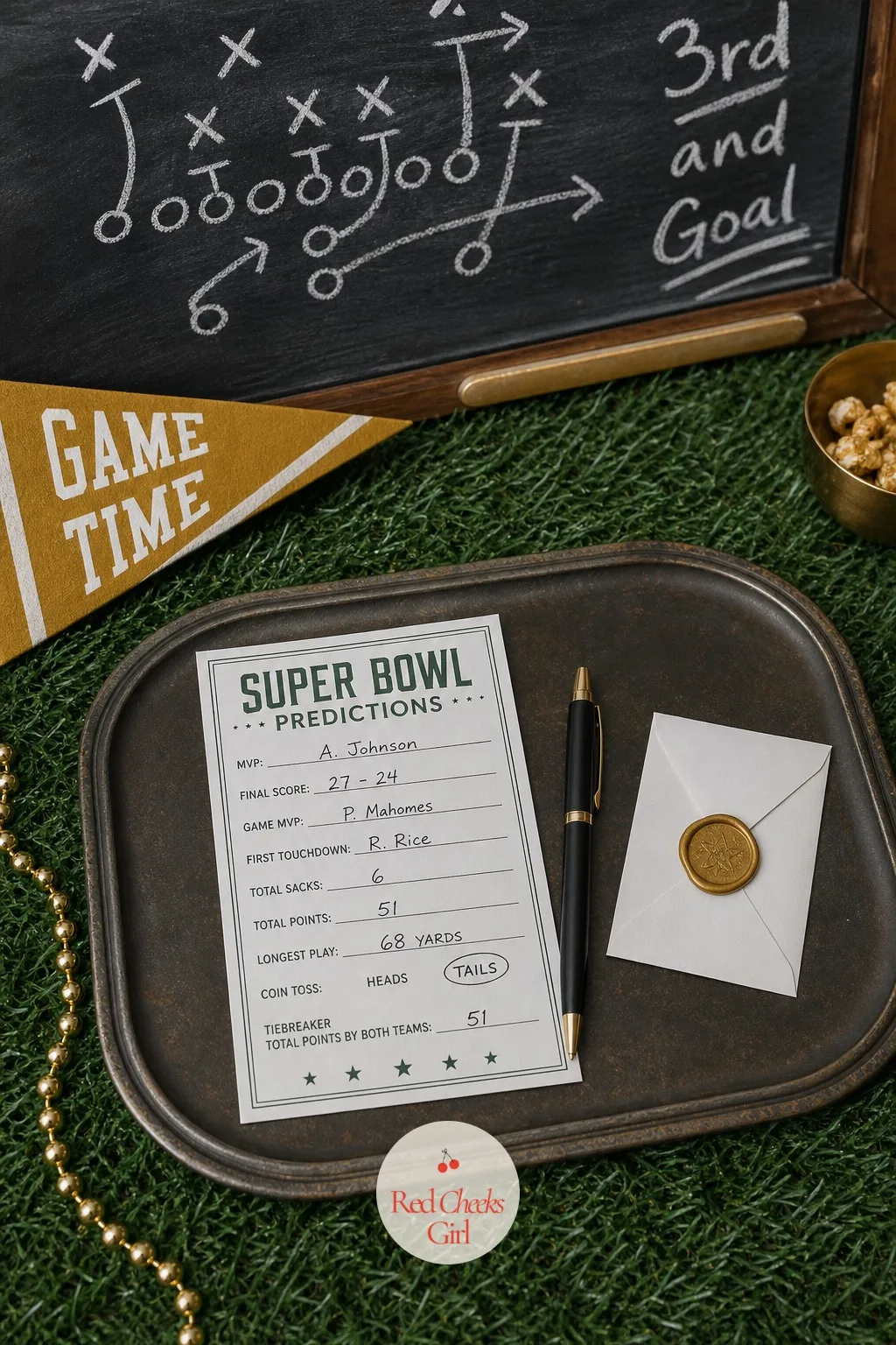 Prediction Card Filled in Before Kickoff — Everyone has an opinion before the ball is even kicked off, so collect it before the game can prove anyone wrong.