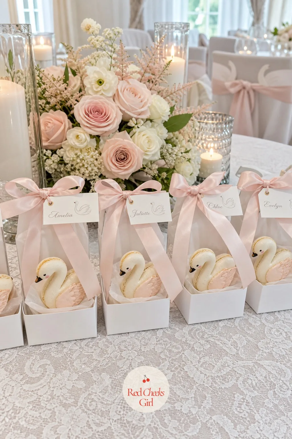 Swan-Shaped Macaron Favor Boxes — Guests leaving with nothing but a full stomach feels like the evening ended too fast. Swan wedding