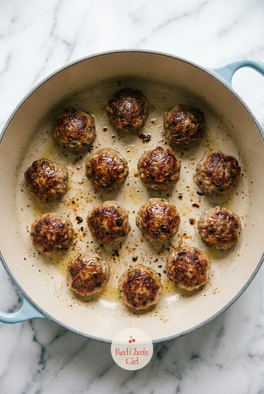 Brown the meatballs — In the hot butter, the meatballs turn a deep golden brown on every side while the centers stay just pink. Swedish meatballs