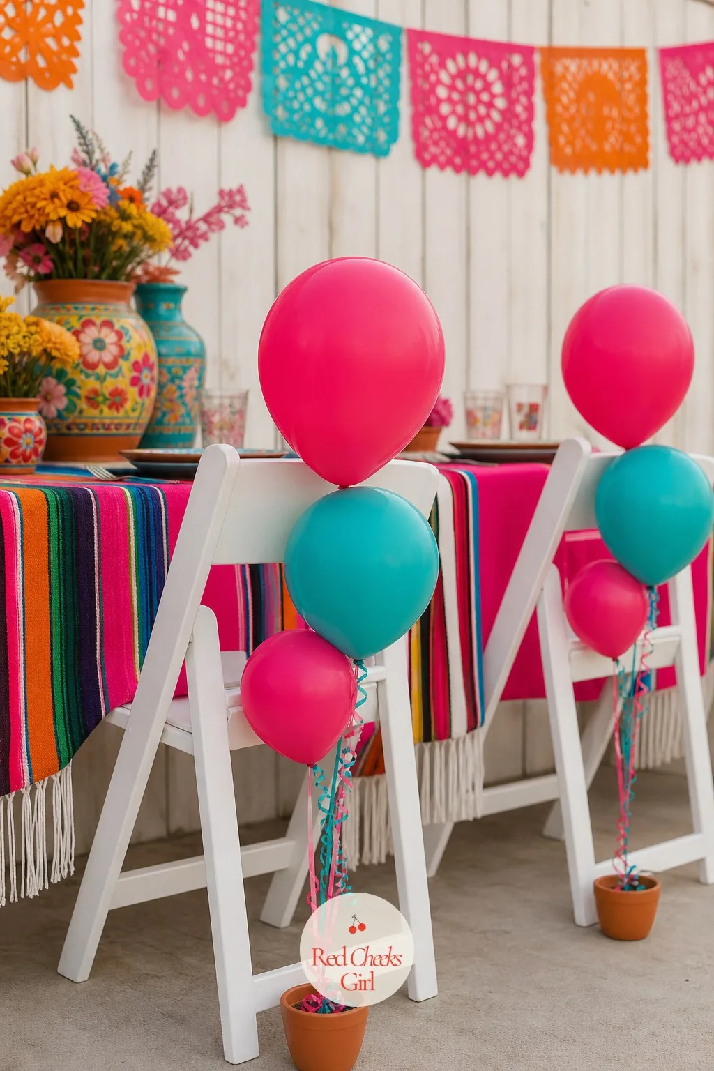 Balloon Cluster Bouquets on Chair Backs — The guest of honor needs a chair that stands out without a sash pinned across it. Taco bout a baby shower ideas