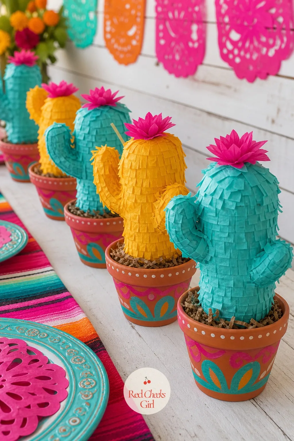 Mini Cactus-Shaped Pinatas as Place Settings — Place settings without something at each spot feel like an afterthought. Taco bout a baby shower ideas