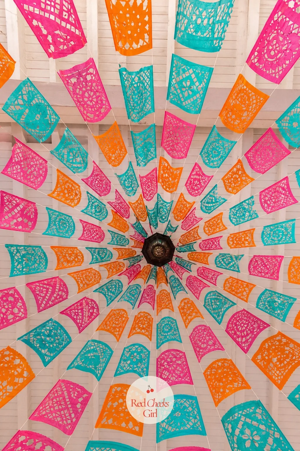 Papel Picado Garland Across the Ceiling — A plain ceiling photographs flat no matter how good the food looks below it. Taco bout a baby shower ideas