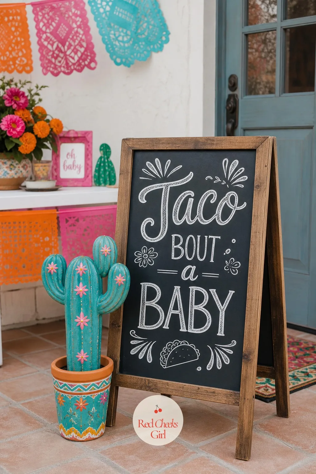 'Taco Bout a Baby' Welcome Sign — The front door needs to say what is waiting inside before a single balloon comes into view. Taco bout a baby shower ideas