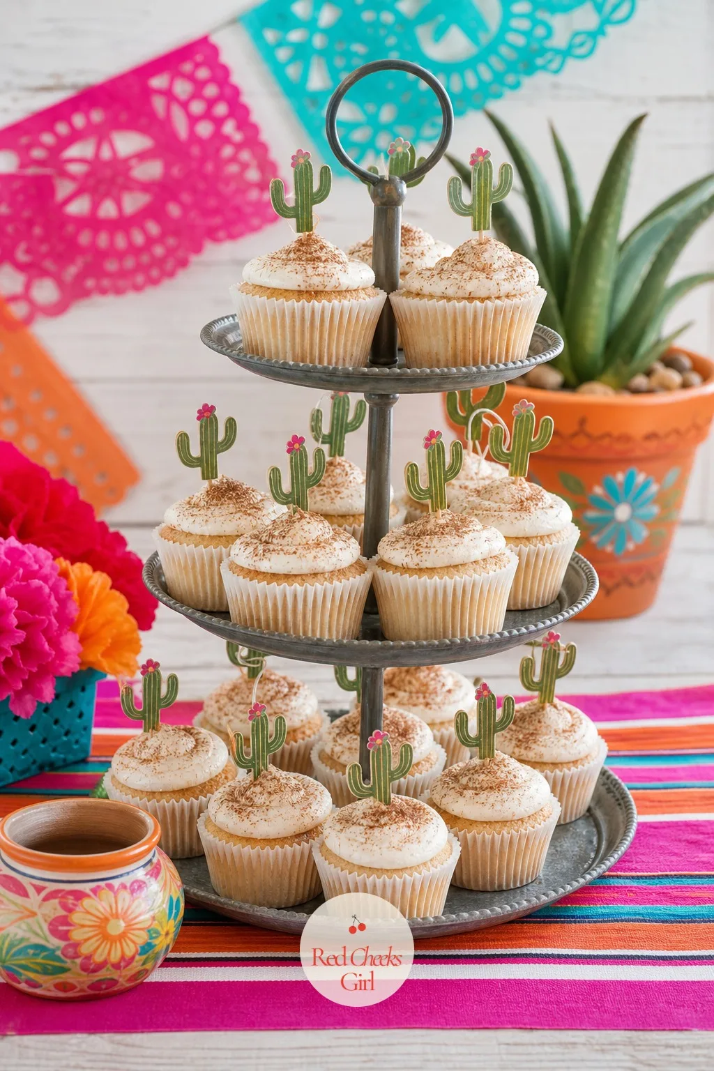 Tres Leches Cupcake Tower — A single cake plate runs out of room fast once the rest of the dessert table fills in around it. Taco bout a baby shower ideas
