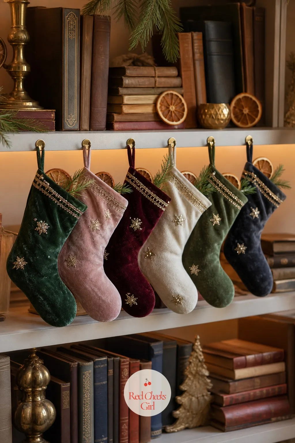 The Bookshelf Stockings, Six in a Row — Not every house has a mantel, and that is not actually a problem. Taylor swift christmas aesthetic