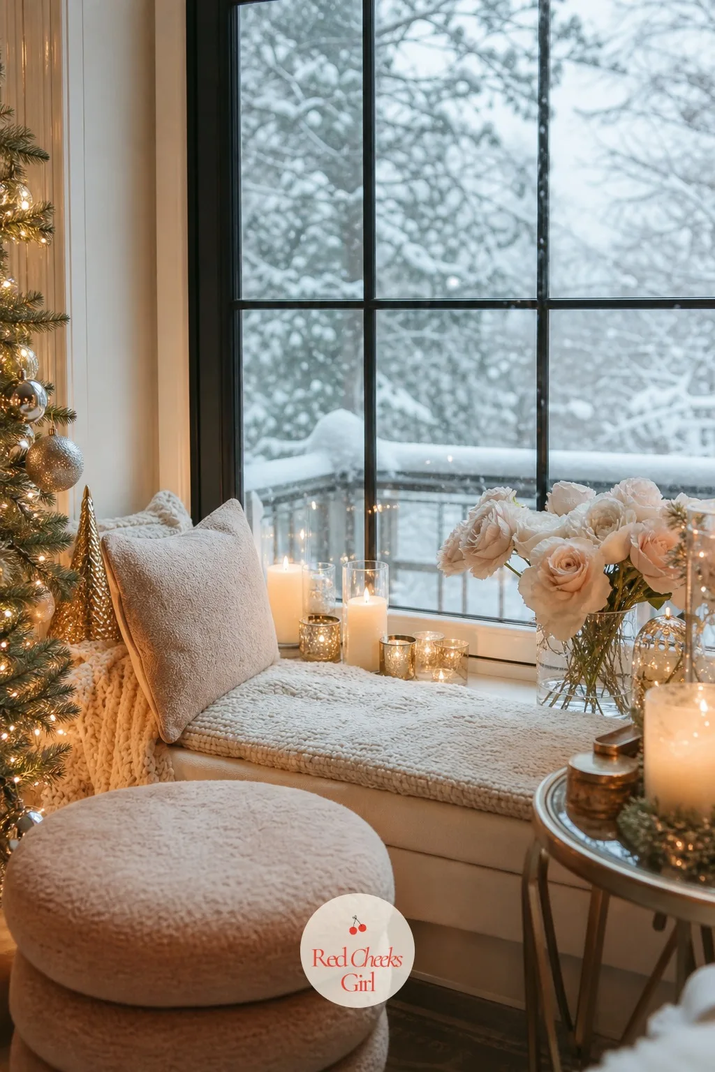 The Window Seat, For Watching the Snow — A window gets cold against bare skin all winter, which is exactly why a cushioned seat there earns its keep. Taylor